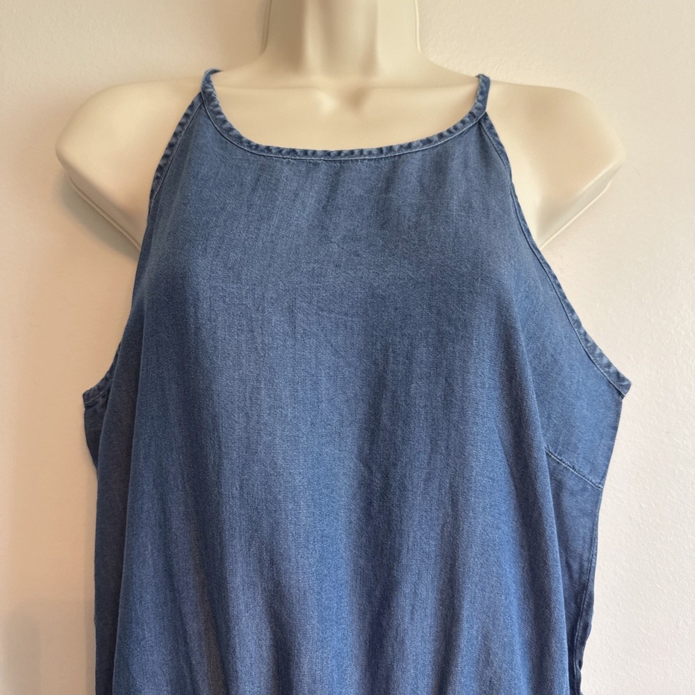 NWT Ci Sono Denim Blue Sleeveless Romper L Summer Outdoors Festival Boho Casual - Picture 3 of 14